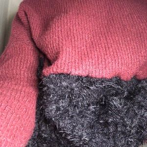 Half&Half Furry Sweater Top